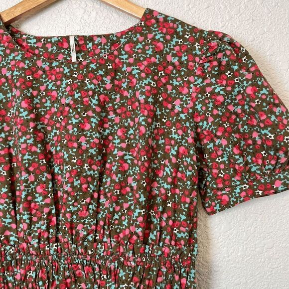 Free People Pennie Floral Short Sleeve Smocked Mini Dress Women's Size Small - Picture 4 of 6